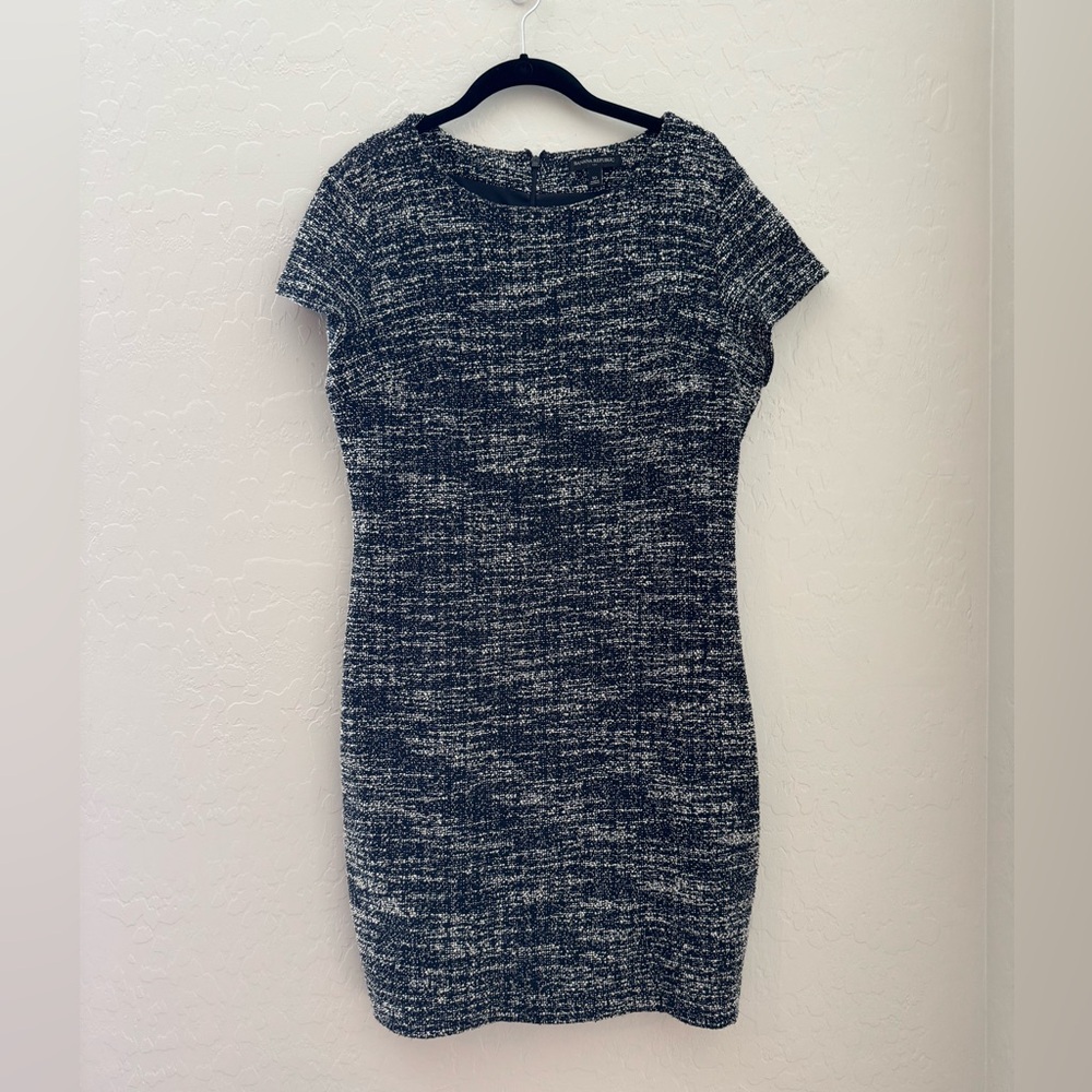 Banana Republic Black White Tweed Shift Dress Size 10 Work Career Dress